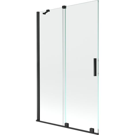 Mexen Velar 2-Flügel-Badewannenwand Regulierbare 110 x 150 cm, transparent, Schwarz - 896-110-000-01-70 (1/5)