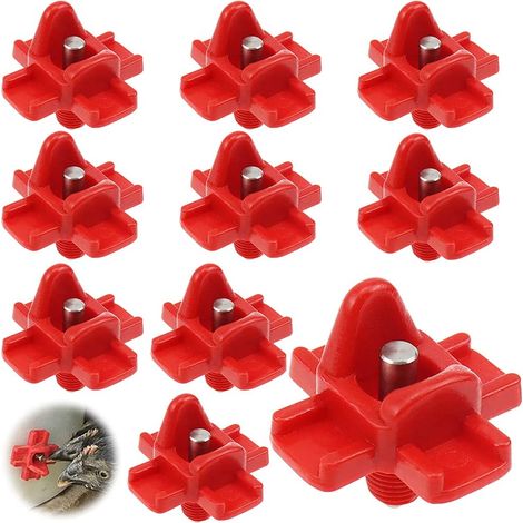 10 Pièces Buveurs d'Eau de Poulet en Plastique et Acier Inoxydable 304 Abreuvoir Automatique pour Tétine de Poulet en Rouge 32,5 x 32,5mm Distributeur Abreuvoir Équipement pour Poulet Oie Oiseau (1/5)