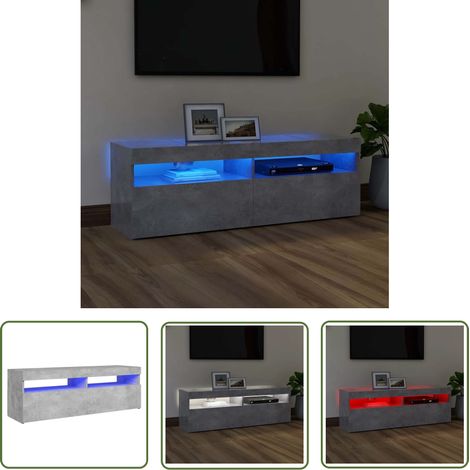 The Living Store Meuble TV avec lumières LED gris béton 120x35x40 cm - Meuble Tv - Meuble Téléviseur - Armoire Tv - Télévision Led - Éclairage Led (1/5)