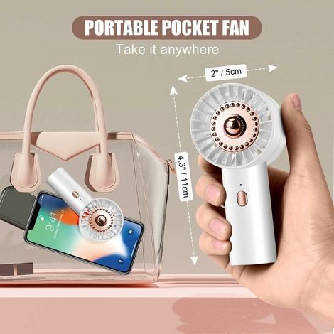 Ventilateur Portable Ultra Léger, Mini Ventilateur à Main 3 Vitesses Vent Fort Silencieux, Ventilateur Poche USB Rechargeable Charge Rapide, Petit Ventilateur pour Voyage Bureau Maison, Bla (1/5)