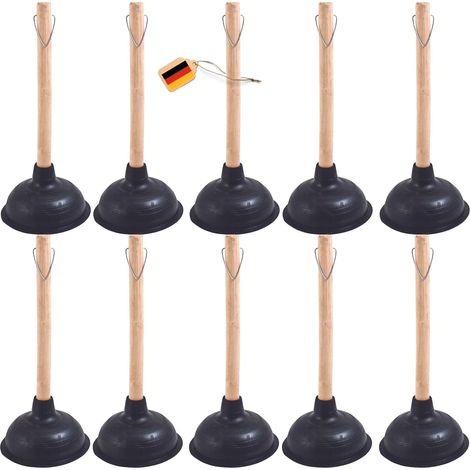 Novaliv 10 pièces déboucheur 140 mm Ø ventouse déboucheur WC avec manche en bois déboucheur WC d'un diamètre de 14,5 cm IDÉAL comme déboucheur pour