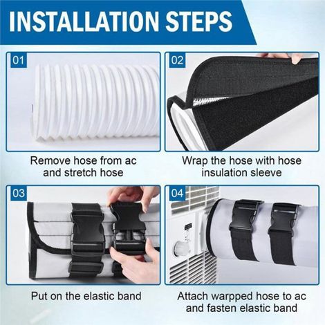Manchon Isolant Pour Tuyau De Climatiseur Portable - 152,4 Cm X 55,9 Cm - Compatible Diamètre 12,7 Cm Et 15 Cm - Réutilisable - 2 Pièces (1/5)