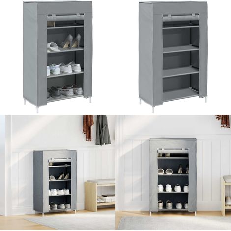 vidaXL Meuble à chaussures gris 60,5x30x97 cm tissu non tissé (1/5)