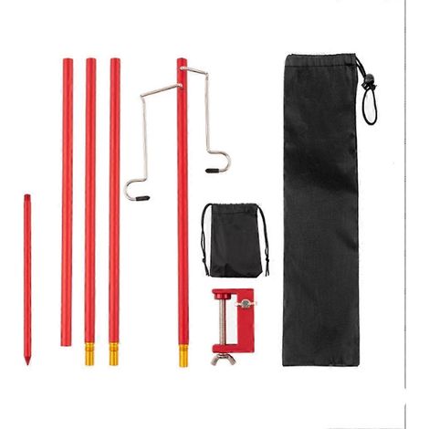 Lanterne de camping pliable à 4 sections avec double crochet, support d'éclairage extérieur pour le camping et la pêche. (1/5)
