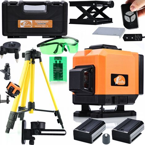 Rosfix Set Orange Tiger ROT12L – 12 Linien Kreuzlinienlaser Grün 360°  IP54, 25 m Reichweite, ±3° Auto-Nivellierung  Stativ, Fernbedienung, Zubehör  Laser-Werkzeug