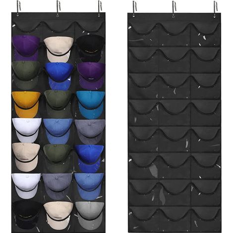 Hutablage mit 24 Taschen, ideal als Organizer für Baseballkappen und zur Aufbewahrung an der Schrankwand. (1/3)