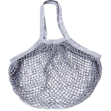 Stoffnetz-Tasche aus grauer Baumwolle - Seitentasche