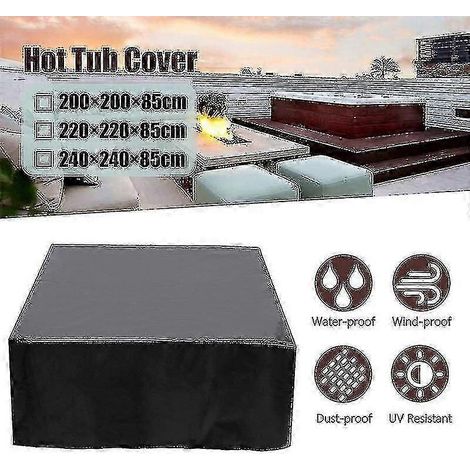Housse carrée pour spa extérieur - Protection solaire pour meubles et tables de jardin (200 x 200 x 85 cm) (1/4)