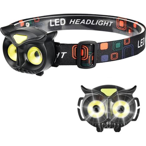 Lampe frontale LED en forme de hibou, 800 mAh COB pour enfant, 4 modes, étanche, légère, pour camping, course, cyclisme, pêche