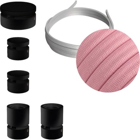 Sistema Filé Wiggle Kit - con cavo di 3 m per catenaria e 5 componenti in legno verniciato nero per interni