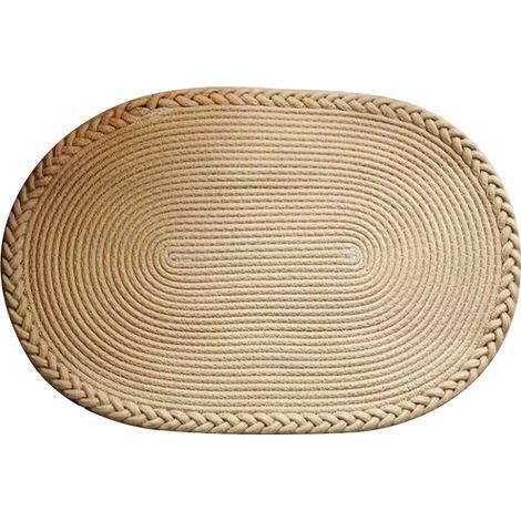 Tapis de chambre tissé à la main, tapis de chevet, tapis ovale pour bureau ou salon, tapis de sol beige uni (1/5)