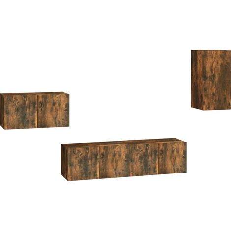 Maison Exclusive - 4-tlg. TV-Schrank-Set Räuchereiche Holzwerksto