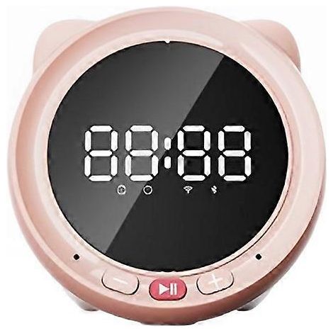 Enceinte Bluetooth avec écran LCD, réveil de bureau, rose pour enfants. (1/5)
