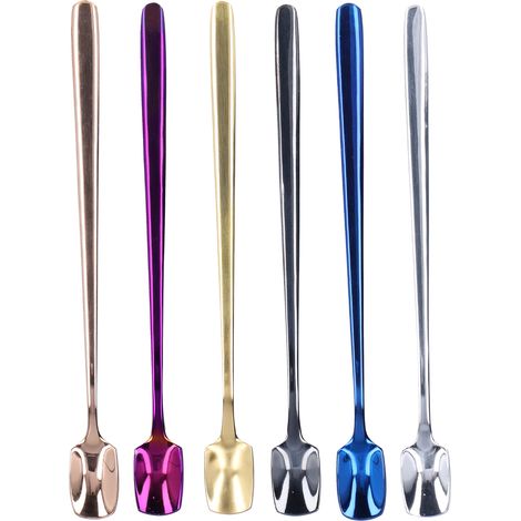 6 Cuillères à Dessert en Acier Inoxydable 304, Long Manche Épais, Idéales pour Glaces et Pâtisseries, 15cm