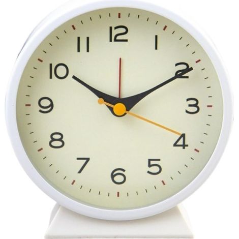Minimalist metal alarm clock for creative office, luminous, silent, for student room, digital alarm clock (White)