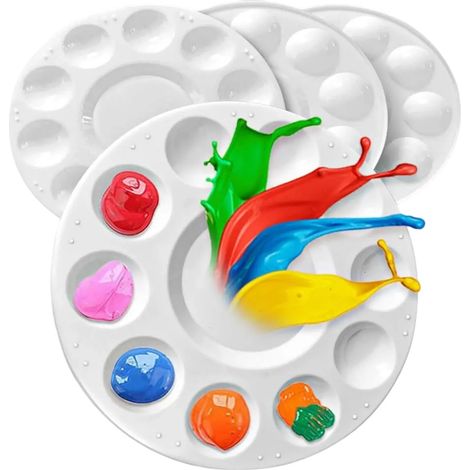 Paint Tray - Round Plastic Palette for Painting - Art Supplies for Kids Students - 4 pcs (1/5)