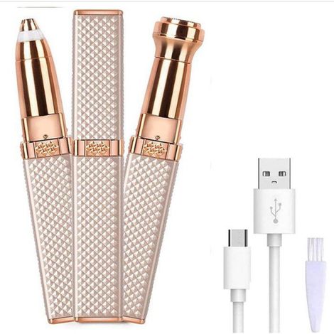 1 Tondeuse à sourcils,Rechargeable 2 en 1,Rasoir électrique,Or,Pour femme et visage (1/5)