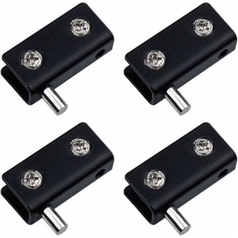 Lot de 4 charnières pivotantes, sans cadre pour porte en verre - Noir - Clips de porte en verre en acier inoxydable avec broche réglable - Kit de remplacement pour porte en verre de 5 à 6 mm (1/5)
