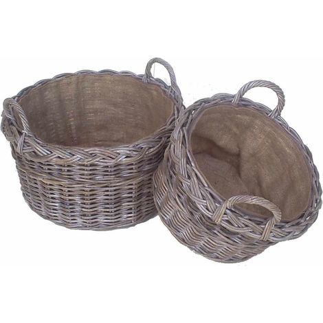Set 2 Ceste cloe con m tonda con fodera juta