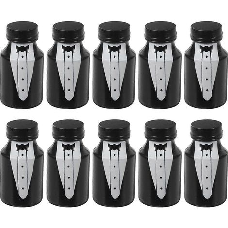 Lot de 10 mini flacons à bulles vides pour mariage et fête-5.7X3X3CM-Black