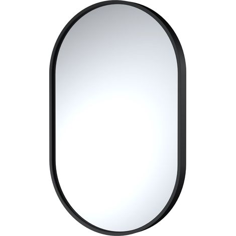 Oval 500 x 800mm Black Frame Recessed Mirror