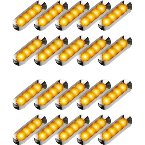 20 feux de gabarit latéraux à LED ambrées pour remorque, camion, camping-car, caravane, 4 LED, 12 V-24 V (1/5)