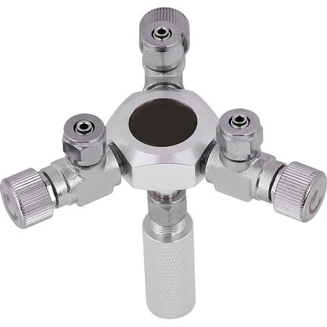 Pssopp Aquarium CO2 Splitter Verteiler 2 Wege 3 Wege CO2 Verteiler Regler Rückschlag Ventil Aluminiumlegierung CO2 Splitter Regler Ventil für Aquarium(3 Wege)
