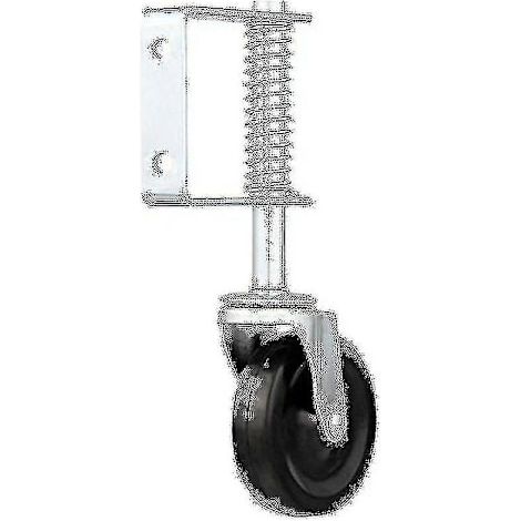 Ruota per cancello/porta con molla e ammortizzatore in gomma resistente da 4 pollici (1 pezzo, nero)