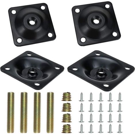 Montageplatten für Möbelbeine – 4er-Set – Schwarz (1/4)