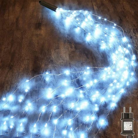Guirlande Lmineuse 2M 400 LED avec Transformateur, Timer, 8 Modes Lumineux Cascade Étanche Guirlande Lmineuse pour Chambre Table Murale Plantes Exterieur Intérieur Decoration - Blanc Chaud