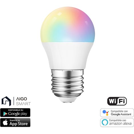 Lampadina Led Smart G45 E27 6,5W WiFi RGB CCT luce regolabile e dimmerabile Aigostar (1/5)