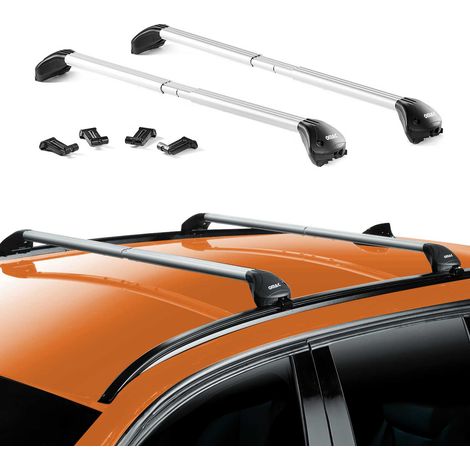OMAC Barres de toit transversales certifiées TÜV pour VW Polo mk5 Cross 2009-2017 – Verrouillables (4 antivols) – Charge max 100 kg – Fixation durable Argent (1/4)