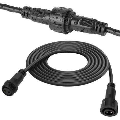 Connecteur Guirlande Lumineuse Noel, Prolongateur Étanche Connecteurs, Connecteur 2 Broches Etanche IP65 avec Connecteurs Mâle et Femelle, pour Sapin Lumineuse,Guirlande Lumineuse(5m). (1/5)
