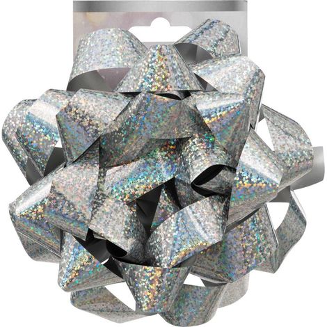 Stern aus holographischem Bolduc D.15cm - Silber