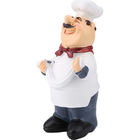 Figurine en résine de chef joyeux de style campagnard américain vintage, décoration pour la maison, le restaurant, le café ou la tablette (71110-02) (1/5)