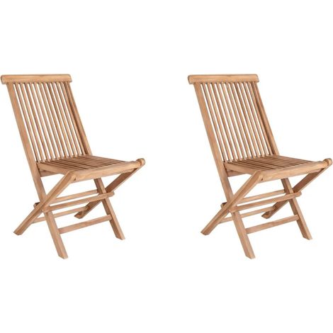Lot de 2 chaises de jardin pliantes en bois de teck TOLEDO (1/5)