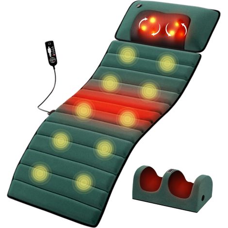 Matelas de Massage Électrique Chauffant Dos Cou Épaules, Coussin Massant Mousse à Mémoire avec Télécommande, 150x40x3cm (1/5)