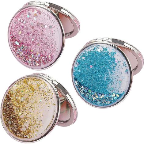 Ensemble de 3 miroirs de poche double face pour femmes avec grossissement, miroirs de maquillage compacts pour sac à main (1/5)
