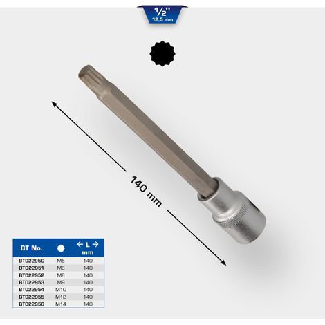 Brilliant Tools 1/2 Vielzahn-Bit-Stecknuss, 140 mm lang, M6 (1/5)