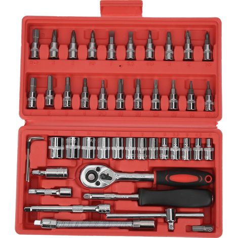 Jeu de clés à douille à impact 1/4 po en acier chrome-vanadium, outil à main universel pour voiture (1/5)