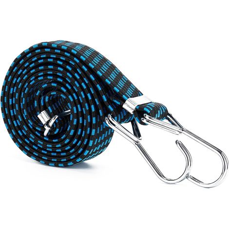 Tendeurs élastiques réglables avec crochets, lot de 4, tendeurs plats de 100 cm pour bagages, corde en caoutchouc noir, tendeurs élastiques extra-résistants pour auvents, jardin, vélo, voiture, bâches (1/5)