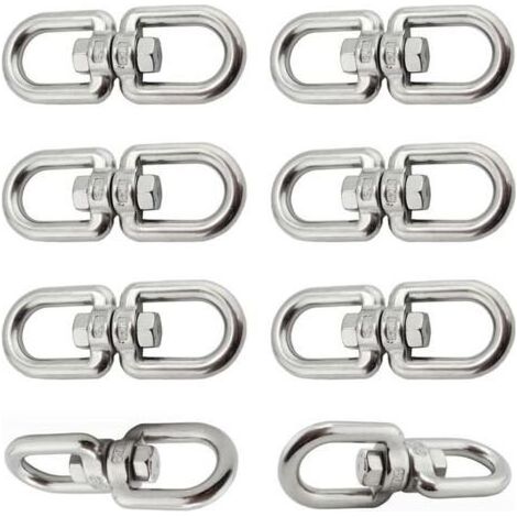 6 Pièces Crochet Pivotant M6 Double Extrémité Anneaux Pivotants en Acier Inoxydable 304 Suspendue Crochet Pivotant pour Balançoires Fauteuils Suspendus Sacs de Sable Cordes Chaînes (1/5)