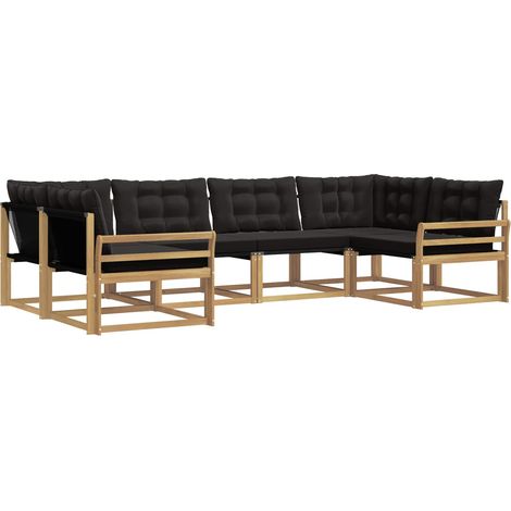 Ensemble de canapés d'extérieur 6 pc Blanc et noir vidaXL (1/5)