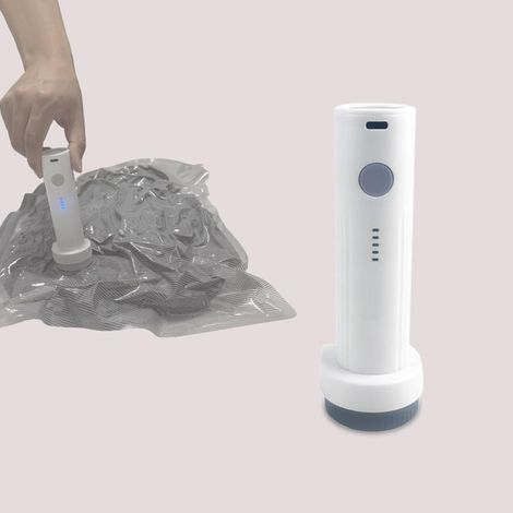 Pompe à vide électrique sans fil, pompe à air USB portable pour sacs de rangement sous vide, pompe de voyage pour literie et vêtements (sacs de rangement non inclus) (1/5)