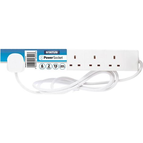 STATUS 6-Gang 240V Extension Lead 2M with Neon Indicator
