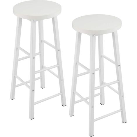 Woltu – Lot de 2 tabourets de bar en MDF et acier – Hauteur 71 cm – Design industriel blanc – Charge max 120 kg – Antidérapants pour sols (1/5)