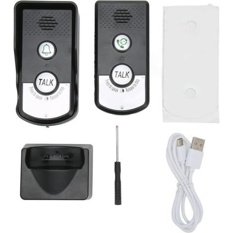 Interphone sans Fil, IP54 Système D'interphone sans Fil Bidirectionnel étanche, Sonnette sans Fil Longue Portée de 1000 M, Système D'interphone,noir (1/5)