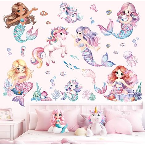 Wall Stickers Unicorn Mermaid Under the Sea