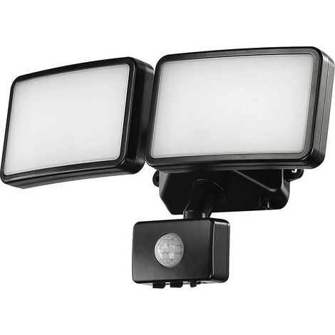 Projecteur de Sécurité PIR noir pour l'extérieur, projecteurs étanches IP54, 6000k 1600LM, projecteur de travail à détecteur de mouvement, pour le jardin, la cour, le garage et le porche