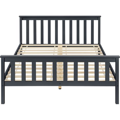 Cama para adultos en madera de pino gris oscuro tamaño doble con somier de láminas 180 x 200 cm 030002703 (1/5)